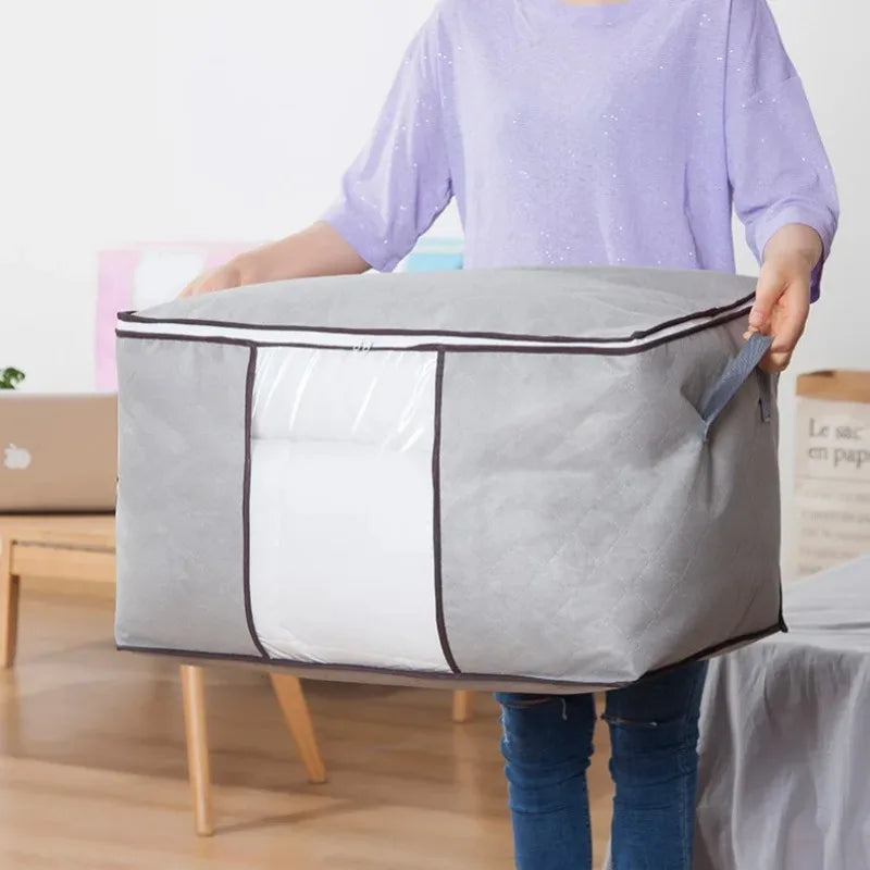 Non-woven Portable Clothes Storage Bag Organizer Folding Closet Organizer for Pillow Quilt Blanket Bedding