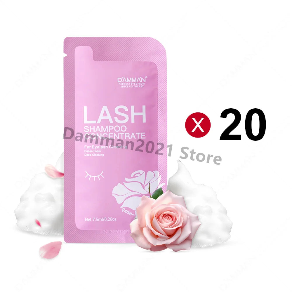 DAMMAN New Upgrades 7.5ml Eyelash Extensions Shampoo Non-irritation Lash Shampoo Concentrate Lashes Cleansing Mousse Makeup Tool