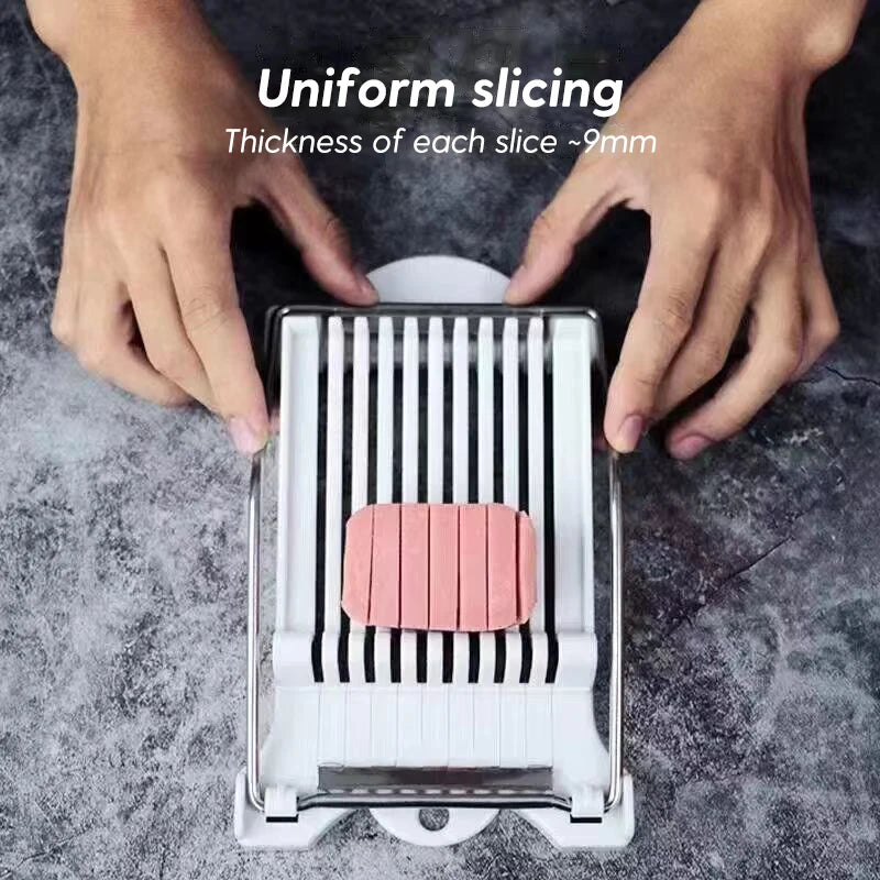 Stainless Steel Multifunctional Food Slicer Cuts Luncheon Meat Eggs Bananas Cheese Strawberries Compact Kitchen Gadget