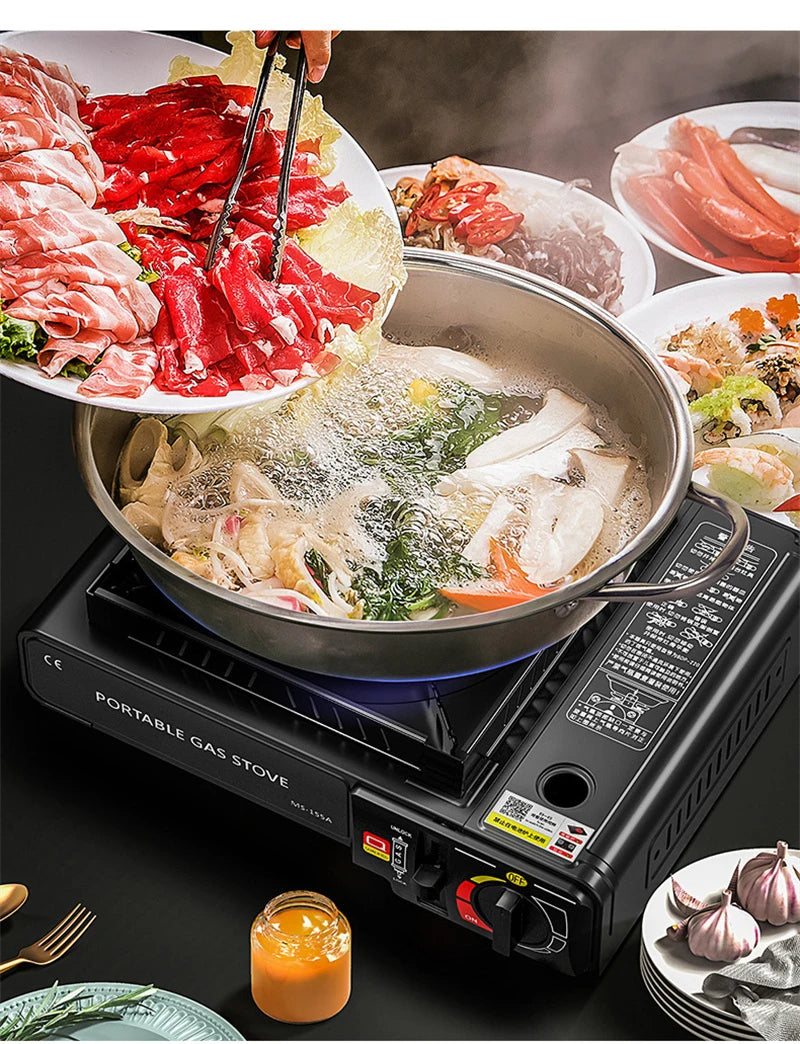 Camping Stove Outdoor Cooking Burner Portable Gas Stove Hiking Trekking Picnic Party Boiler Cassette Stove（No Gas Tank）