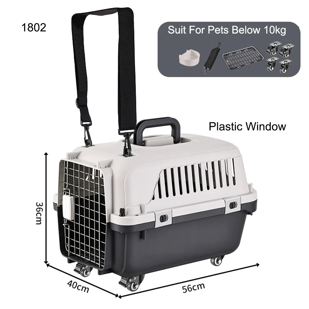 33 Inches Big Dogs Crates Airline-Friendly Home Travel Durable Plastic Pet Carrier Big Dog Kennel Portable Dogs Flight Carrier