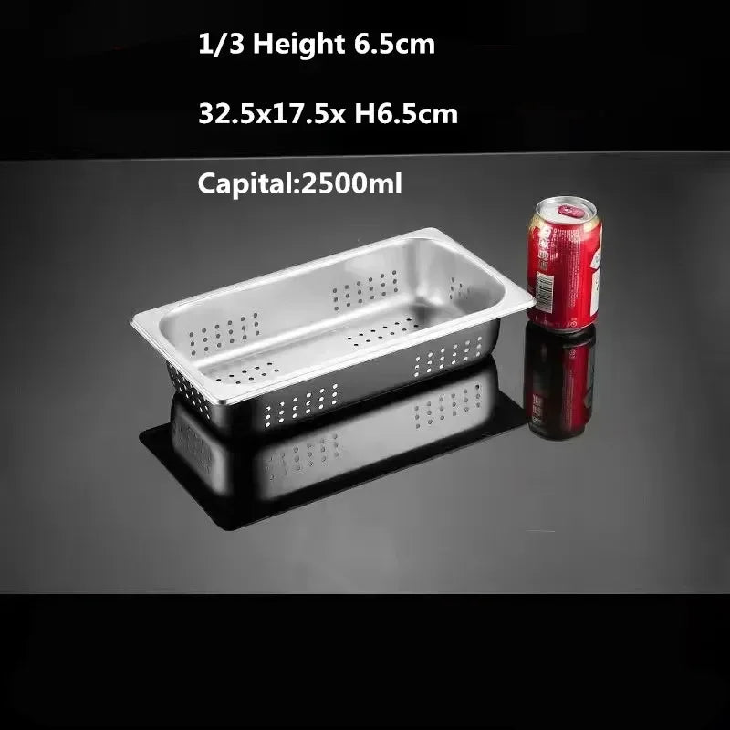 Rectangle Stainless Steel Storage Leak Trays Hole Mesh Strainer Vegetable Fruit Washing Basket Food GN Pan Water Filter Basin