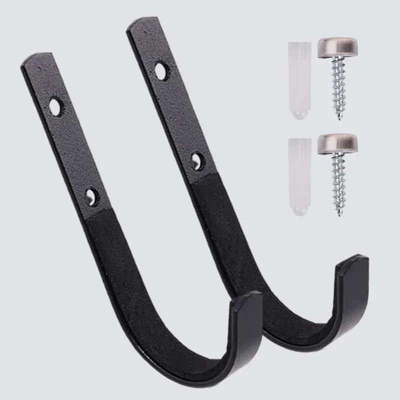 8/2pcs Heavy Duty Wall Mount J-hook Horizontal Gun Rack Metal Garage Storage Hooks with Screws Carbon Steel Multi-Purpose Hooks