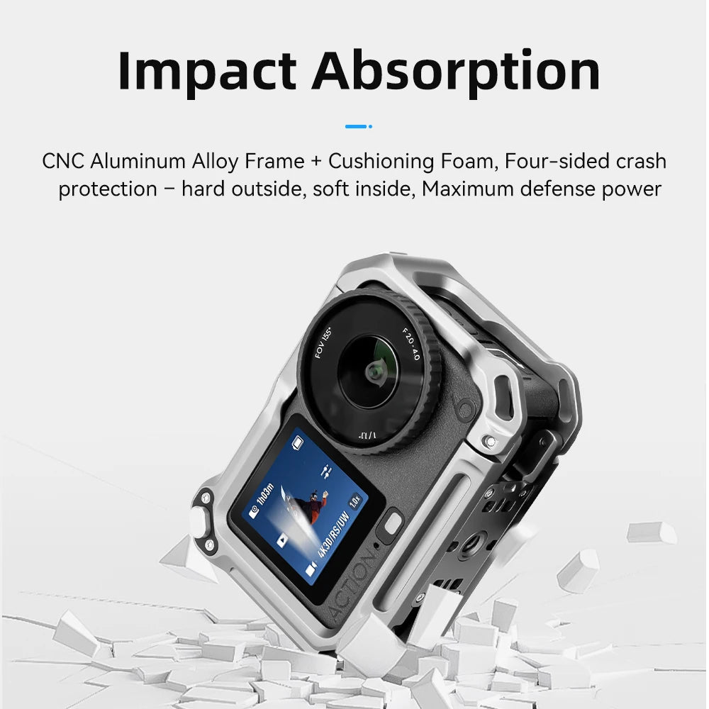 For DJI Osmo Action 6 Metal Rabbit Cage Aluminum Alloy Expansion Mount Bracket All-round Protection Frame Camera Accessories