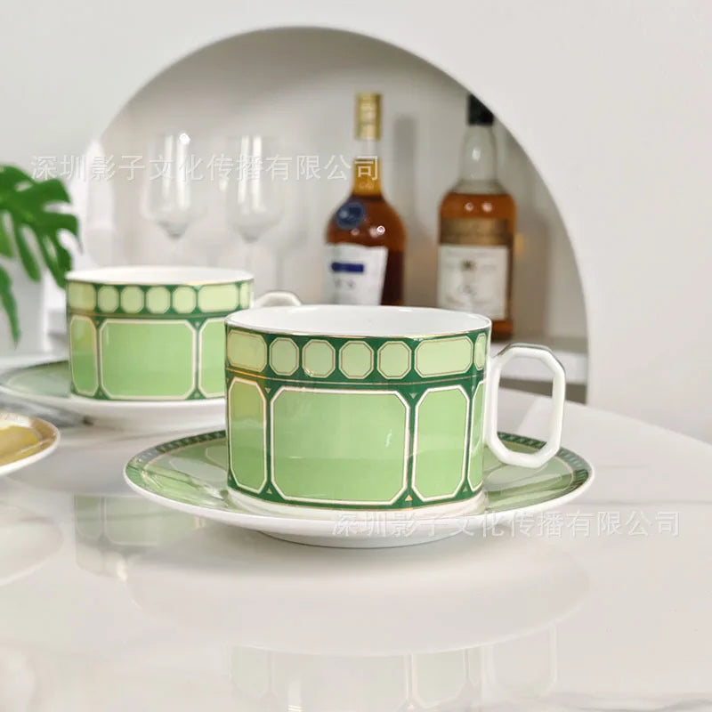 Swan Series European Modern Simple Luxury Style Bone Porcelain Coffee Cup Dish Afternoon Tea Cup Home Gift Double Cup