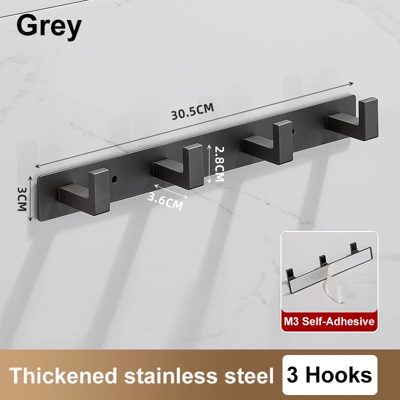 Stainless Steel Coat Rack Wall Mount - Multi-Functional Hanger with Clothes Hooks Bag And Hat Holder for Entryway Bathroom