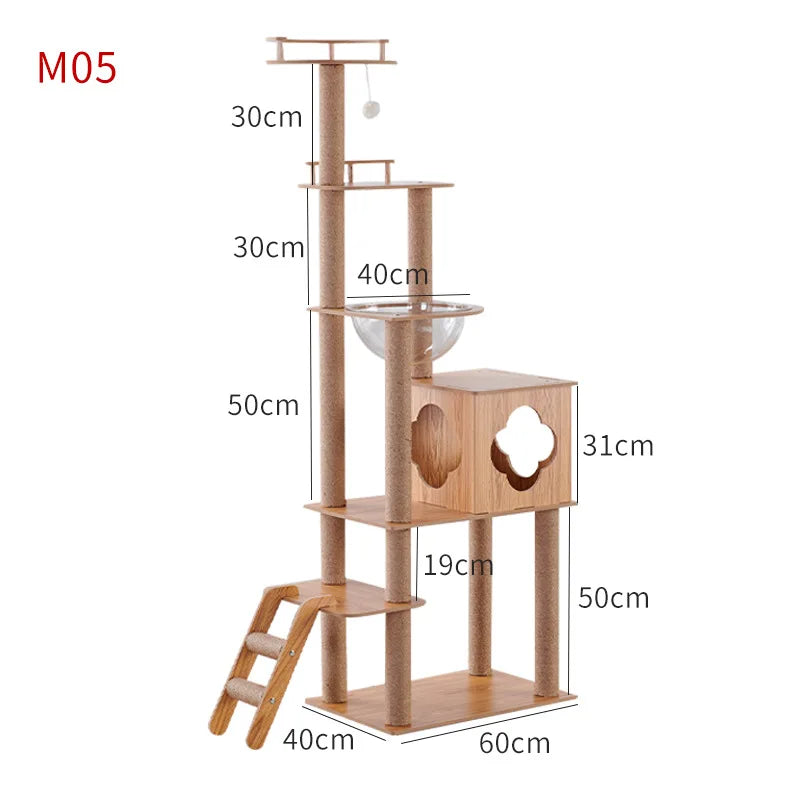 Cat Climbing Frame Indoor Apartment Style Large Multi Layer Cat Tree Tower For Cats With Burrows And Grab Plate For Living Room