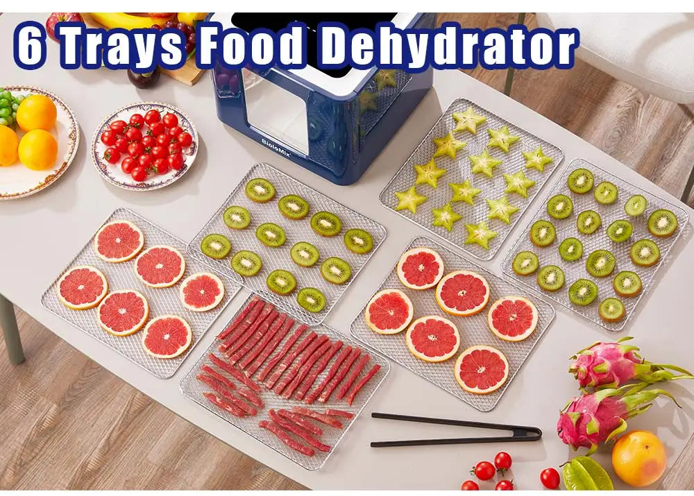BioloMix 6 Trays Food Dehydrator with LED Touch Control,Digital Temperature and Time,Dryer for Fruit Vegetable Meat Beef Jerky
