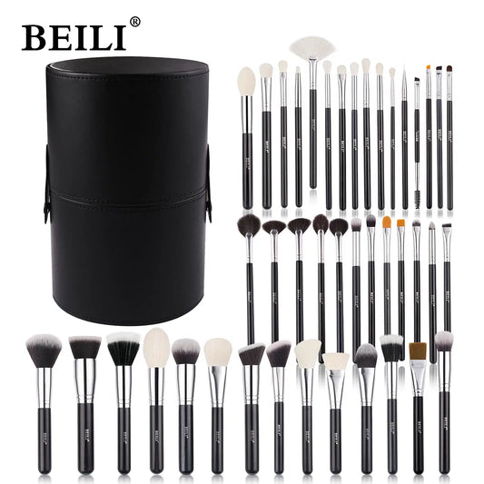 Handle Color: Green, Ships From: Russian Federation - BEILI Makeup Brush Set with Holder 30-42Pcs Professional Foundation Powder Blush Eyeshadow Blending Brushes Kit Make Up Tools