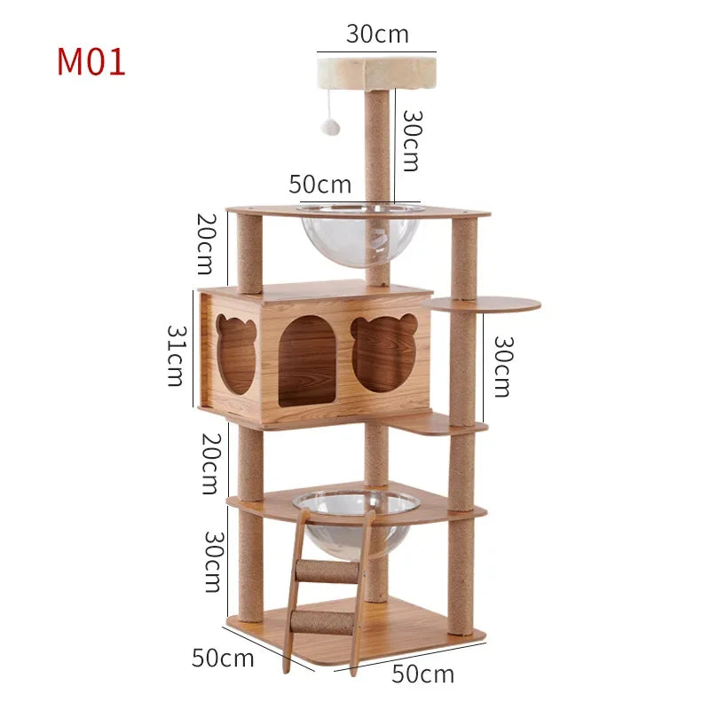 Cat Climbing Frame Indoor Apartment Style Large Multi Layer Cat Tree Tower For Cats With Burrows And Grab Plate For Living Room