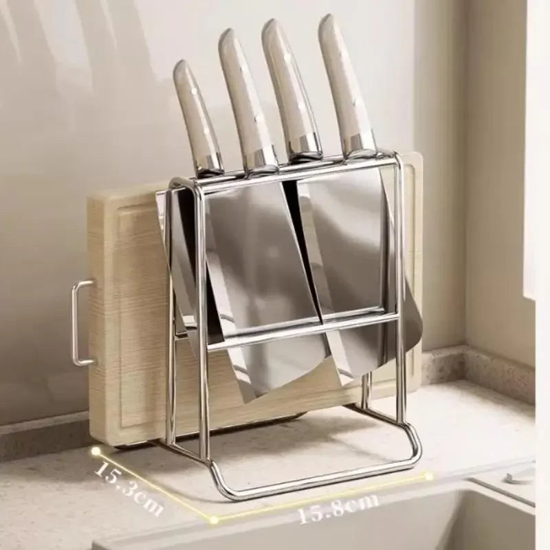 Kitchen Knife Organizer Rack With Cutting Board Slot Multifunctional Utensil Storage Holder