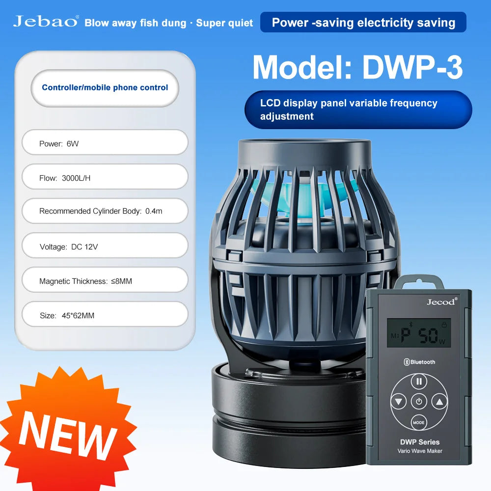 Jebao Jecod 2024 New DLW Series Bluetooth Aquarium Wave Pump App Control DC Saltwater Fish Tank Intelligent Mute Water Pump
