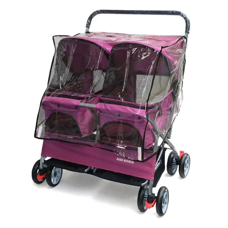 Multifunctional pet car Ultra-light two-seater pet buggy Detachable and washable trolley Universal pet car for cats and dogs