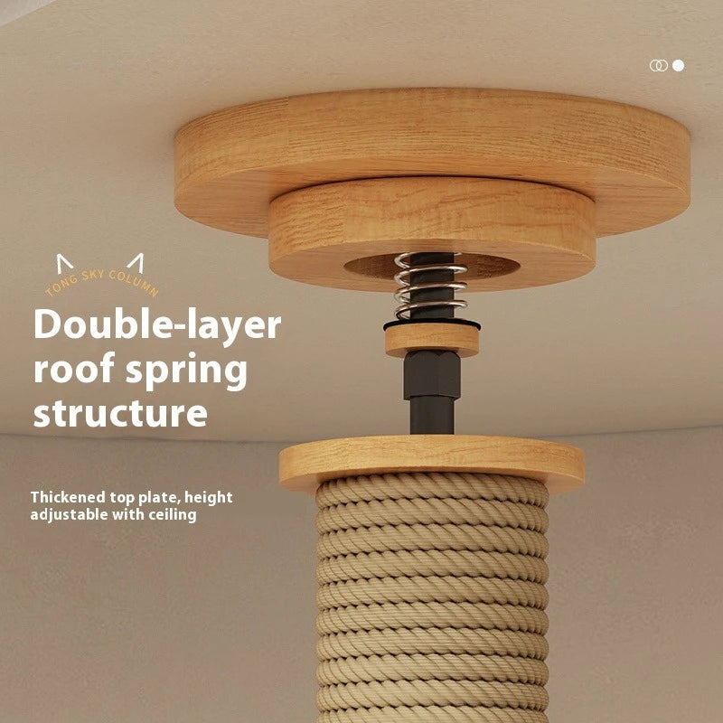 Cat Tree 5-Tier Floor to Ceiling Cat Tower Cactus Tall Climbing Tree with Scratching Post Hammock Dangling Ball for Indoor Cats