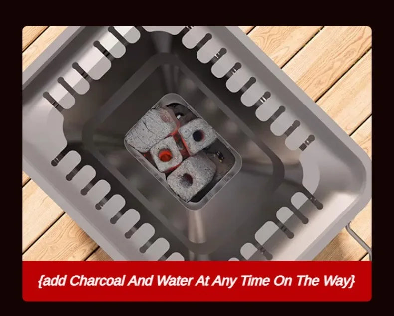 Portable Grill Smokeless Stainless Steel Barbecue Charbroiler Outdoor Indoor Dual-purpose Stewing Oven Small Durable BBQ Grill