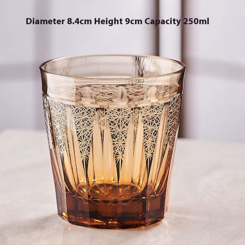 Color: Amber Green Daisy Grain, quantity: 2PCS - Japanese-style Jianghu Crystal Glass Whisky