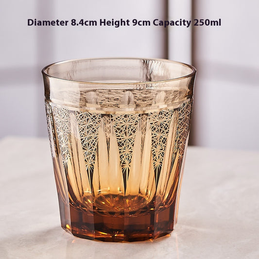 Color: Amber Green Daisy Grain, quantity: 2PCS - Japanese-style Jianghu Crystal Glass Whisky